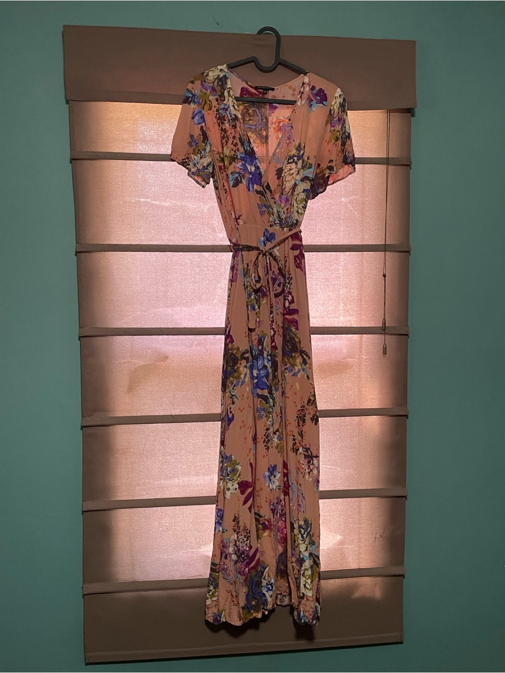 STACCATO Womens Large Floral Wrap Front Maxi Dress Tie Waist Pink Multi